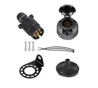 BEIJISTAR 7 Pin Trailer Plug Socket Kit with Rubber Gasket and Metal Mounting Bracket, 12V Waterproof Trailer Plug Socket Connector, for Truck RV Cars Boat Caravan Trailer (Screw End)
