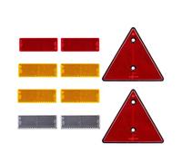 BEIJISTAR Trailer Reflectors Kit, 2 x Red Triangle Reflectors Screw Fixing, 2 x Red 4 x Yellow 2 x White Rectangular Self Adhesive Reflectors, Reflectors for Gate Post Fence Trailer Truck RV Caravan