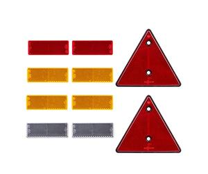 BEIJISTAR Trailer Reflectors Kit, 2 x Red Triangle Reflectors Screw Fixing, 2 x Red 4 x Yellow 2 x White Rectangular Self Adhesive Reflectors, Reflectors for Gate Post Fence Trailer Truck RV Caravan