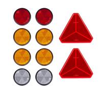BEIJISTAR Trailer Reflectors Kit, 2 x Red Triangle Self Adhesive Reflectors, 2 x Red 4 x Yellow 2 x White Round Self Adhesive Reflectors, Reflectors for Gate Post Fence Trailer Truck RV Caravan