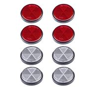 BEIJISTAR Trailer Reflectors Kit, 4 x Red 4 x White Round Self Adhesive Reflectors, Reflectors for Gate Post Fence Trailer Truck RV Caravan
