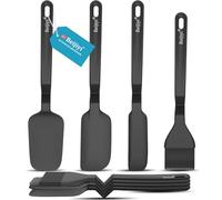 Beijiyi Silicone Spatula, 4 PCS Heat Resistant Non Stick Rubber Spatulas for Cooking Baking and Mixing, BPA Free Silicone Kitchen Utensils Spatula Set with Stainless Steel Core, Seamless, Black