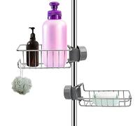 Beilala Bathroom Shower Caddy No Drill, 2 Pack Shampoo Soap Holders Stainless Steel Fauce Rack Kitchen Sink Organiser Bathroom Tidy Accessories Rust Free Storage Shelf for 18-25mm Pole