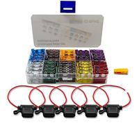 BeiLan 100pcs Standard Blade Fuse Assorted Kit 12/24V 2A 3A 5A 7.5A 10A 15A 20A 25A 30A 35A(18 * 19mm),with 5pcs 16AWG Add-a-Circuit Fuse Tap Inline Piggy Back Fuse Holder and 1 Blade Fuse Extractor