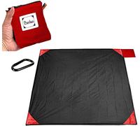 BeiLan Mini Pocket Picnic Blanket Durable Lightweight Waterproof Sand Proof Beach Camping Travel Mat Foldable Thin Ground Sheet for Outdoors Activities (150 * 180cm, Black & Red)