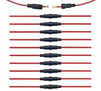 BeiLan Professional Inline Screw Type AGC Fuse Holder Set, 32V 20A With 22 AWG Wire, for Fast-Blow Glass Fuse (5X20mm) - 10Pcs