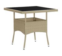 beile outdoor glass top dining table in beige poly rattan
