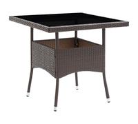 beile outdoor glass top dining table in brown poly rattan