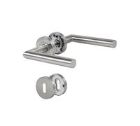 BEILEIOU Door Handles, Interior Doors, Door Handle Set, Stainless Steel, Modern L-Shape BB Deadlock, Silver, Elegant and Simple Design, Ideal for Your Home or Office (1, Silver, BB Deadlock)