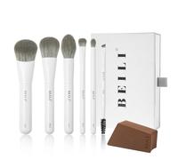 BEILI Mini 6-Piece Makeup Brush Set - Classic White, Professional Makeup Brushes for Foundation, Contour, Highlighter & Blending, Travel-Ready with Sponge