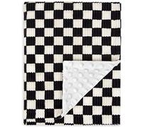 BEILIMU Baby Blanket for Boys Soft Plush Stripes Chessboard Grid Toddler Blanket with Double Layer Dotted Backing for Nursery Crib Stroller Black 30 x 40 Inch (75x100cm)