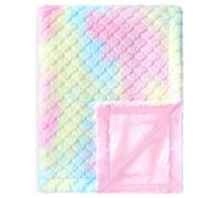 BEILIMU Baby Blanket for Girls Tie Dye Rainbow Fleece Fluffy Plush with Soft Silk Lining Luxury Nursery Travel Home Decor 30" x 40"