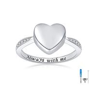 BEILIN Hold Loved Ones Urn Ring 925 Sterling Silver Always with me Heart Cremation Urn Ring for Ashes for Women, Sterling Silver, Cubic Zirconia