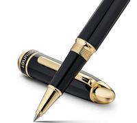 BEILUNER 315 Luxury Rollerball Pen, Premium 24K Gold Finish and Sleek Piano Lacquer, Executive Gift Set for Professionals and Graduates, Refined Office Writing Pen - Black & Gold