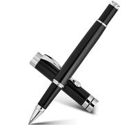 BEILUNER Ballpoint Pens, Stunning Black Chrome Ballpoint Pen with Silver Trim, Best Ball Pen Gift Set for Men & Women, Professional, Executive, Office, Fancy Pen-Gift Box With 0.5mm Extra Black Refill