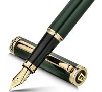 BEILUNER British Racing Green Fountain Pen,Stunning Luxury Pens with 24K Gold Accents, Gorgeous 24K Gilded Nib(Fine), Ink Converter,Fancy Pen Gift for Men&Women-Smooth, Office, Nice for Writing