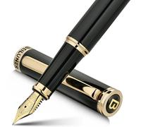 BEILUNER Luxury Fountain Pen, Stunning Piano Lacquer Finish with 24K Gold Accents Gilded Nib, Trustworthy Pen Gift for Men&Women with Ink Converter, Elegant Pen for Writing - Black & Gold, Fine Nib