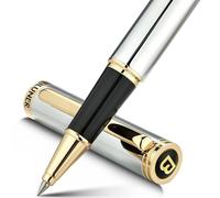 BEILUNER Luxury Rollerball Pen,24K Gold Trim,Noble and Elegant Designs,Schneider Ink Refill, Best Roller Ball Pen Gift Set for Men & Women, Professional, Executive Office, Nice Pens(Chrome&Gold)