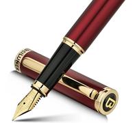 BEILUNER Red Fountain Pen,Stunning Luxury,24K Gilded Nib(Medium),Gorgeous 24K Gold Finish, Ink Converter,Trustworthy Pen Gift for Men&Women-Elegant,Fancy,Executive,Calligraphy, Nice Pens for Writing