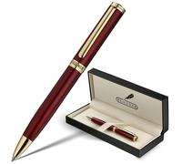 BEILUNER Red Lacquer Gel Pen With 24K Gold Finish, Retractable Pens, Gift Pen Set, Professional, Elegant, Writing, Executive, Office, Nice Fancy Designer, Perfect for Men and Women