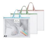 BEIMEIII 3 Pack A3 EVA Mesh Art Portfolio Bag Waterproof Art Portfolio Case Transparent Painting Folder with Card Holder Colorful Artist Storage Bag for Drawings Documents
