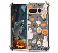 BEIMEITU for Google Pixel 7 Pro Case Halloween Ghost Pumpkin,Cute Butterfly Spider Web Design Women Girls Shockproof Soft TPU Cell Phone Case for Google Pixel 7 Pro Kids Clear