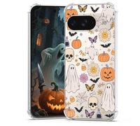 BEIMEITU for Google Pixel 9 Case Halloween Ghost Pumpkin, Cute Butterfly Spider Web Design Women Girls Shockproof Soft TPU Cell Phone Case for Google Pixel 9 Kids Clear