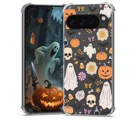 BEIMEITU for Google Pixel 9 Pro XL Case Halloween Ghost Pumpkin, Cute Butterfly Spider Web Design Women Girls Shockproof Soft TPU Cell Phone Case for Google Pixel 9 Pro XL Kids Clear