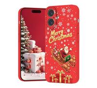 BEIMEITU Red Matte Christmas Case for iPhone 16,Xmas Santa Clause Pattern Soft Thin Protective Slim Bumper Cover Boys Girls Phone Case for iPhone 16-Santa Joy