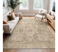 BEIMO 120x170CM Washable Rugs for Bedroom, Vintage Boho Carpets for Living Room Non Slip Machine Wash Rug Short Low Pile Rug for Kitchen Dining, Hallway, Office-Earthy Yellow
