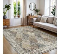 BEIMO 200x290CM Area Rugs for Bedroom,Vintage Boho Carpets for Living Room Non Slip Machine Washable Rug Short Low Pile Rug for Kitchen Dining, Hallway, Office-Light Brown