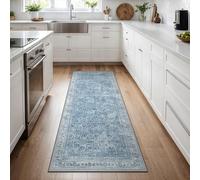 BEIMO 80x300cm Hallway Rugs for Bedroom,Rubber Backed Patterned Runner, Non Slip Washable Rug Low Pile Rug for Living Room, Kitchen, Dining, Office, Vintage Boho Ocean Blue