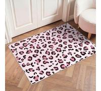 BEIMO Bath Rug 40x60cm - Washable Non-Slip Mat Nursery Rug Animal Design, Small Carpet for Entryway, Porch & Indoor Use, Leopard Print Hot Pink