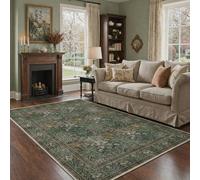 BEIMO Large Washable Rugs Living Room 160x230cm, Nursery Rug Area Rugs for Bedroom Soft Low Pile, Non-Slip Rugs for Living Room, Dining Room, Vintage Floral Moss Green Botanical