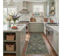 BEIMO Runner Rugs for Hallway 80x150cm, Non-Slip Extra Long Washable Soft Low Pile, Nursery Rug Carpet Runners for Entryway Kitchen Laundry Room, Vintage Floral Moss Green Botanical