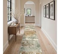 BEIMO Washable Long Runner Rug 80x300cm Non-Slip Sage Abstract Carpet | Sage Abstract Runner Rug for Hallway Kitchen; Washable, Non-Slip, Low Pile, Soft, Modern Earth Tones, Easy Care