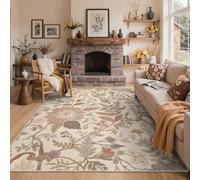 BEIMO Washable Rug 160x230cm Area Rug for Living Room Daisy Floral Pink | Beige Blush Sage Rug, Botanical Floral, Washable, Non-slip for Living Room, Bedroom