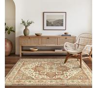 BEIMO Washable Rugs Living Room 200x290CM, Vintage Area Rugs for Bedroom Soft Short Pile, Machine Washable Rug Non-Slip Large Rugs for Living Room, Dining Room,Taupe