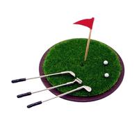 Beimus 2 Interactive Golf Putting Set with Metal Base & Crafted Grass Figurine for Doll House Scene Setting Decor Doll House Realistic Miniature Sport Equipment