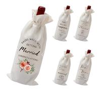 Beimus 5PCS Decorative Wine Bottle Sleeve Cotton Linen Protector Bag for Anniversary Party Gifting Decorative Bottle Bag