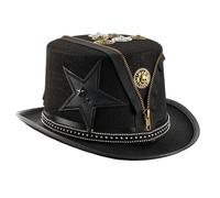 Beimus Antique Wool Fedoras Hat With Star Rivets Decors Unisex Punk Headwear For Halloween And Theme Parties Gathering Wear Steampunk Top Hat