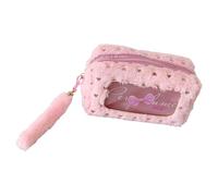 Beimus Bowknot Decorated Pencil Case Plush Construction Extra Storage Space Smooth Zippers Operations Suitable for Students Large Capacity Stationerys Organizers