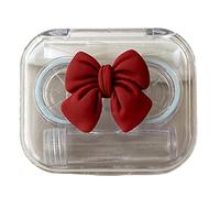 Beimus Bowknot Design Lenses Case with Suction Cup Wearing Tool Tweezers and Solution Bottle for Travel Storage Lens Storage Box