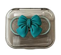 Beimus Bowknot Design Lenses Case with Suction Cup Wearing Tool Tweezers and Solution Bottle for Travel Storage Lens Storage Box