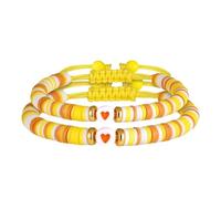 Beimus Flexible Stretchy Soft Clay Friendship Set Adjustable Wristbands Lightweight Jewelry Best Friend Friendship Bracelets Set