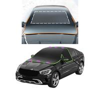 Beimus General Front Windshield Freeze Cover, Black with Green Border & Hooks, Easy On/Off Winter Security From Ice Snow Fro Black Snow with Green Border Winter Car Windshield