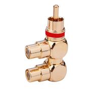 Beimus Gold Plated 1 Male To 2RCA Female Splitter Adapter Video Sound Two Way Connector Connector For Loudspeaker Gold Plated