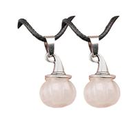 Beimus Halloween Pumpkin Witch Hat Pendant Necklace Natural Agate Stone Adjustable Black Cord Unisex Jewelry Halloween Festival Jewelry