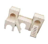 Beimus Hamster Wood Houses Natural Wood Small Pet Home Waterproof Hamster Cage for Small