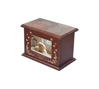 Beimus Large Pet Cremation Urn Solid Wood Dog Cats Memorial Box With Elegant Pattern Memorial Ashes Container For Keepsakes Pet Cremation